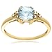 10k Yellow Gold, March Birthstone, Aquamarine and Diamond Ring, Size 7