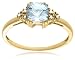 10k Yellow Gold, March Birthstone, Aquamarine and Diamond Ring, Size 7