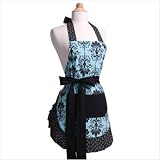 Women's Original Aqua Damask Flirty Apron