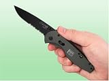 SOG Specialty Knives STGFSA-98 Flash II - 1/2 Serrated Aluminum Handle, Black TiNi