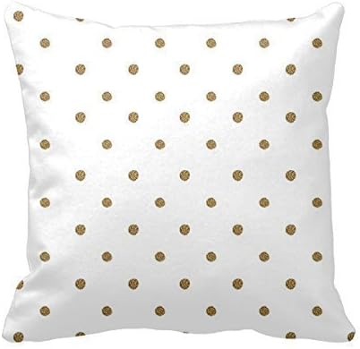 Home Decorative Square Custom Throw Pillow Cover polka Dots Gold 18 X 18Inches Cotton Comfortable Throw Pillowcase