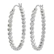 Sterling Silver CZ Bezel Set Large Oval Hoop Earrings