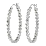 Sterling Silver CZ Bezel Set Large Oval Hoop Earrings