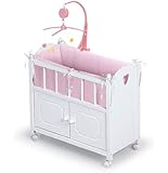 Badger Basket White Doll Crib with Cabinet/Bedding/Mobile/Wheels (fits American Girl dolls)