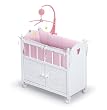 Badger Basket White Doll Crib With Cabinet Bedding And Mobile - Pink/White