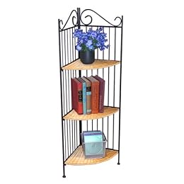 Product Image 3-Tier Corner Metal and Wicker Shelf