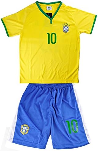 Little Hand Kids Brazil World Cup NO.10 Neymar Shirt Jersey & Shorts Set 3-13Y