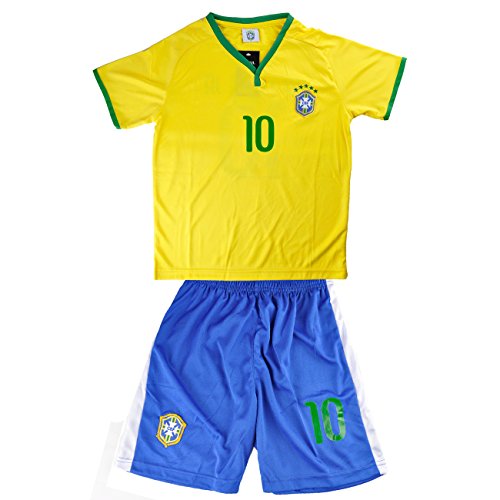 Little Hand Kids Brazil World Cup NO.10 Neymar Shirt Jersey & Shorts Set 3-13Y