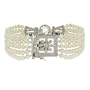 Five Strand Freshwater Pearl CZ Design Bracelet