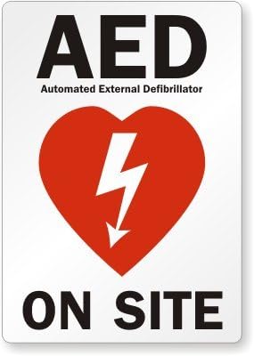AED On Site (with AED graphic), Adhesive Signs and Labels, 5" x 3.5"
