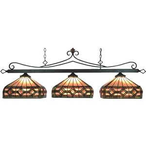 Tiffany Mission Lamps, Three Light Billiard Island Lamp by Landmark Lighting by Landmark