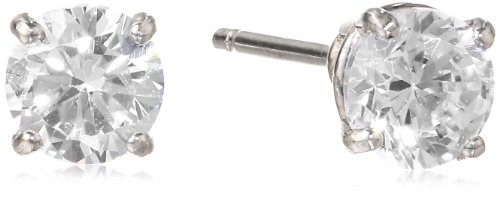14k White Gold Round-Cut Cubic Zirconia Stud Earrings (1/2 cttw, Diamond Equivalent)