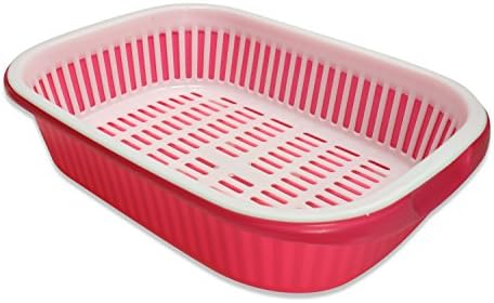 Fruit and Vegetable Strainer - Stackable Soaking Bowl and Colander Set by PowerChefs (Pink)