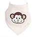 Super Soft 100% Organic Natural Cotton 'Monkey Around Baby' Bandana Drool Bibs with Snaps for Girl or Boy - Reversible Set of 4 - Premium Unisex Baby Shower Gift Set - Handkerchief Baby Bib Bandanas