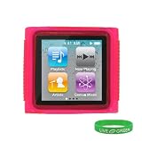 rooCASE TM Magenta TPU Crystal Silicone Skin Case with Screen Protector for Apple iPod Nano 6 6th Generation
