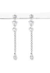 Cubic-zirconia Rhodium Finish Sterling Silver Drop Earrings