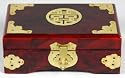 Best Inexpensive Nice Gift for Her - 6" Rosewood Jewelry Box w/ Brass Double Happiness Symbol