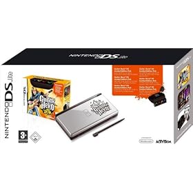 DS lite argent et noire + jeu Guitar Hero On Tour