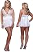 Plus Size Sexy Short White Lace Babydoll Bridal Lingerie Set - One Size