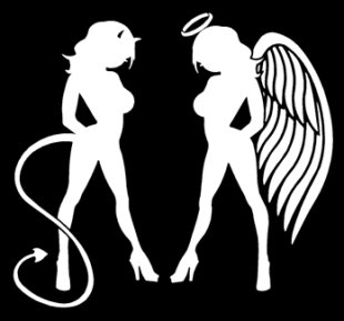 Skin Angel Devil Girl Sticker (Decal) #3 - 5.5'