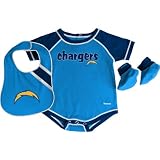 Reebok San Diego Chargers Newborn Creeper, Bib and Bootie Set 3-6 Months