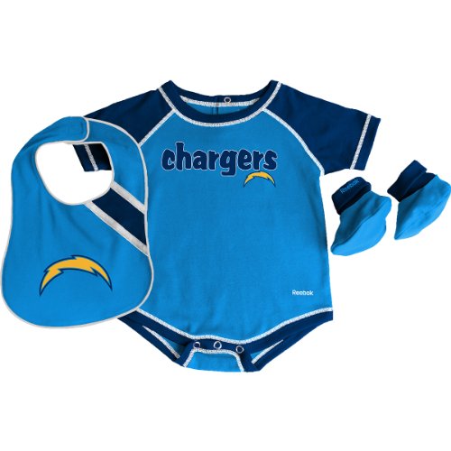 Reebok San Diego Chargers Newborn Creeper, Bib and Bootie Set 0-3 Months