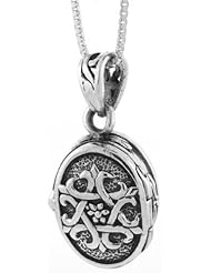 Sterling Silver Oval Shaped Prayer Box with Star of David, 18 inch Box chain included