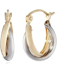 14k Two-Tone Gold Twisted Hoop Earrings