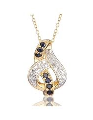 18k Gold Over Sterling Silver Sapphire and Diamond Accent Elegant Knot Pendant