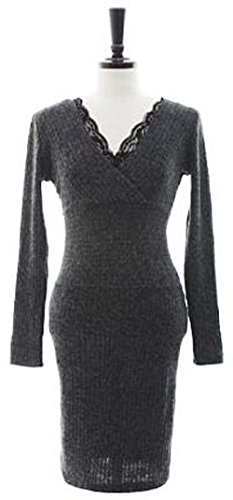 ワンピース ニット レース セクシー ミニスカート フィット タイト カジュアル キュート エレガンス レディース 秋物 冬物 可愛いスカーフ付き R567