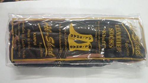 Muslims Prayer 100% Genuine Leather Socks Black with Brown Line for Men Size-12