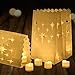 Homemory 12Pcs Luminary Bags with 24 LED Tealights - Flickering Battery Operated Tea Lights and Star Luminary Bags for Wedding, Party, Holiday