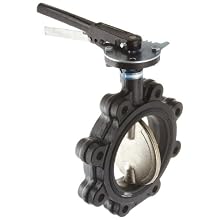Milwaukee Valve ML222B Series Cast Iron Butterfly Valve, Lug Style, Nickel Plated Ductile Iron Disc, Buna-N Seat, Lever Handle, Flanged