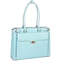 McKleinUSA Winnetka Leather Ladies' Briefcase with Removable Sleeve - Aqua Blue