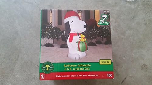 Peanuts Airblown Snoopy Scene Woodstock Present Christmas Inflatable 5.5 Ft. Outdoor Decoration