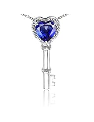 Candygem 14k Gold Key to my Heart Love Key Pendant with Created Sapphire and ...