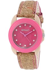Sprout Womens ST/1057PKCK  Swarovski Crystal Accented Pink Dial Natural Cork Strap Watch
