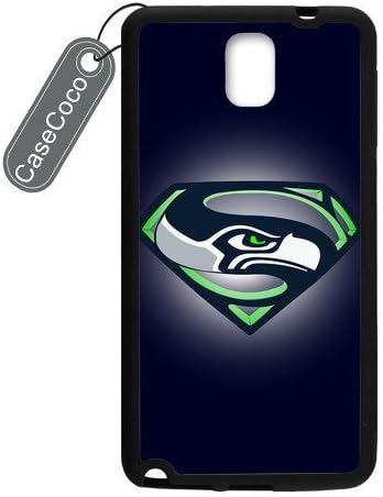 CASECOCO(TM) NFL Super Bowl Seattle Seahawks Samsung Galaxy Note 3 Case - Protective Hard Back / Black Rubber Sides Case for Samsung Galaxy Note 3