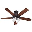 Hunter 25587 The Studio Series 52-Inch Five Cherry/Walnut-Blades-Ceiling Fan, New Bronze