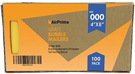 Size #000 4 x 8 ~ 100, 200, 300, 400 Kraft Bubble Cushion Self-Seal Padded Envelope Mailers ~ AirPrime