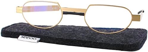 Seeoo Reader Single Vision Half Frame Designer Reading Glasses, Gold, +2.50