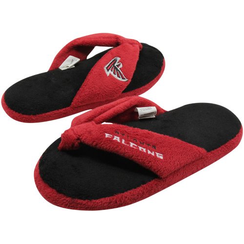 Atlanta Falcons Ladies Red-Black Plush Thong Flip Flop Slippers (Small)