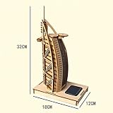 WAYCOM 3D Holz BurjAl-Arab Hotel Jigsaw Puzzle - 3D-Puzzle, Sensor-Licht, Sonnenuntergang Licht-Up, 3D-Holz-Spielzeug-Gebäudemodell Assembled 3D Puzzle DIY Handbuch (BurjAl-Arab Hotel) -