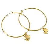 Image of Gold Hoop Earrings with Heart Drop