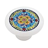 Mexican Talavera Flower Design High Gloss Ceramic Drawer Knob