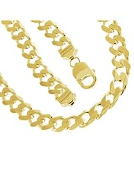 925 Solid Sterling Silver Cuban Chain 16 Inches 7.9 mm 14K Gold Plated 40 Grams