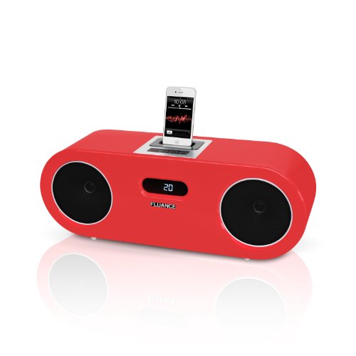 Fluance FiSDK500 Two-way High Performance Wood Speaker Dock Music System for iPod/iPhone (RED) On Sale