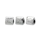 2012 Graduation 3-sided Charm in Silver for Pandora and Most 3mm Bracelets