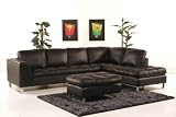 2 pcs Sectional Italian Leather Sofa Set, Item#VALENTINO, BLACK