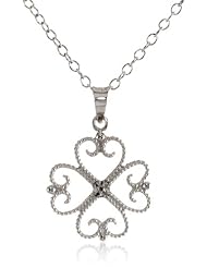DiAura Sterling Silver Diamond-Accent Hearts Pendant Necklace